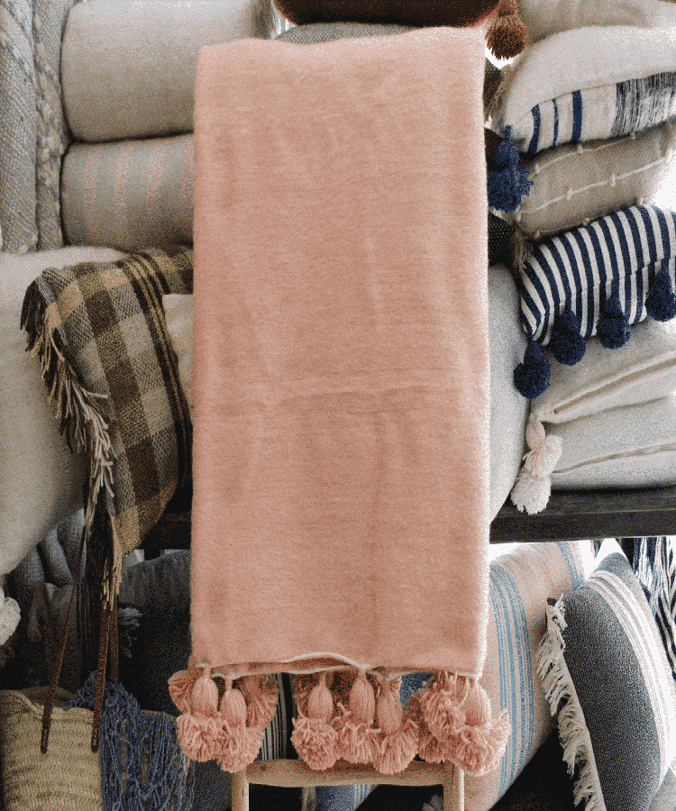 moroccan craft pink wool blanket